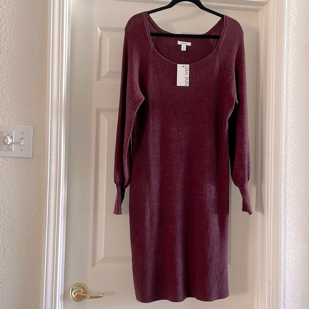 NWT Nine West knit dress, plum/black heather, size XL